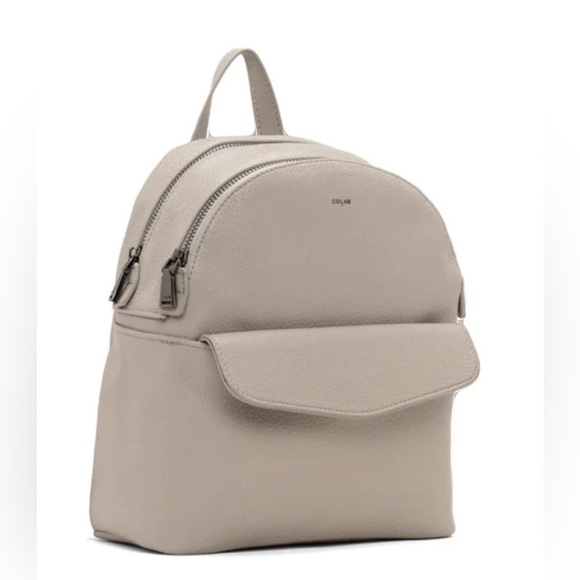 COLAB Cream Pebble Vegan Leather Backpack - Picture 1 of 16